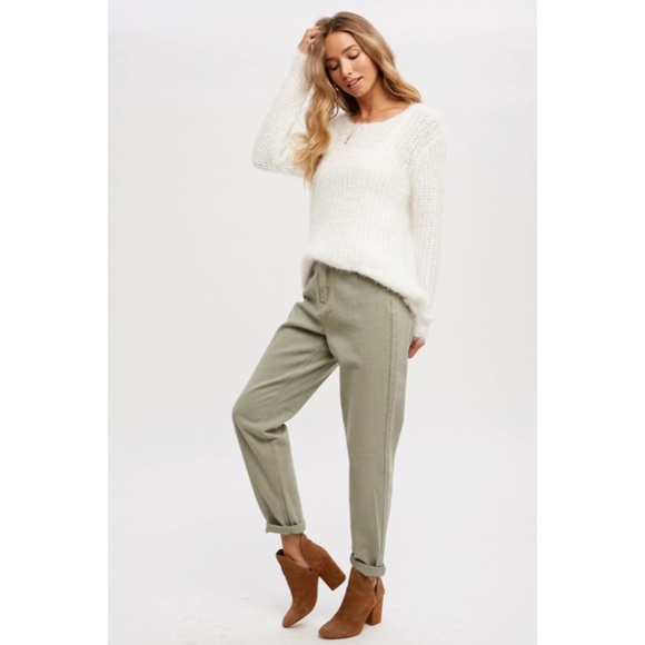 SOLD OUT Ivory Fuzzy Boucle Comfy Soft Pullover Knit Relaxed Fit Casual Sweater - Picture 7 of 8